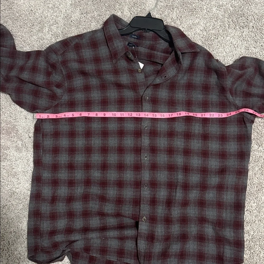J. Crew Men's Casual Plaid Shirt - Dark Red and Gray